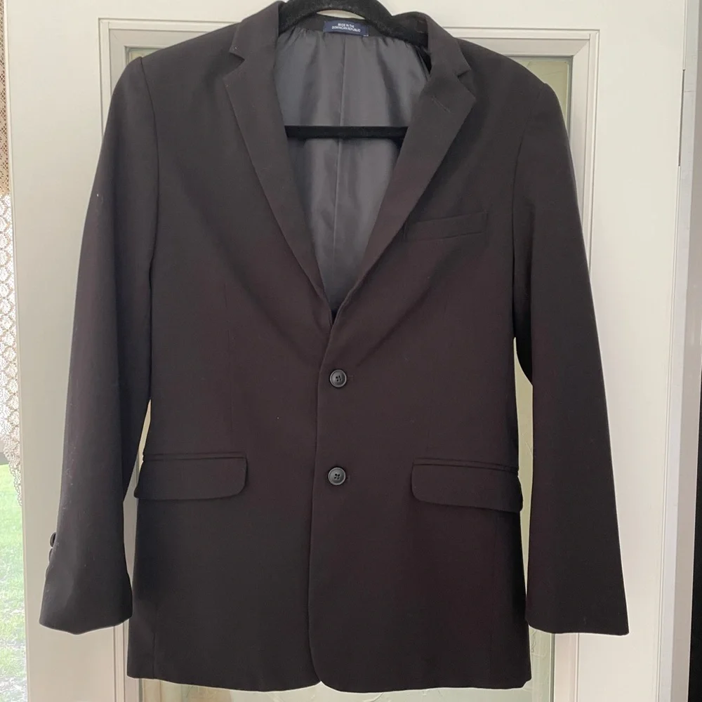 Chaps Boys 18R Black Blazer Suit Jacket Classic 2 Button Dress Wedding Coat